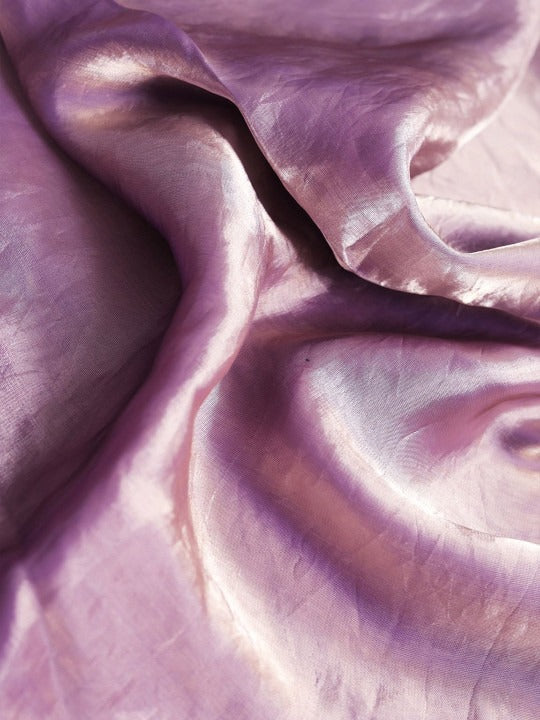 Plain Satin  Fendy Two Tone Saree