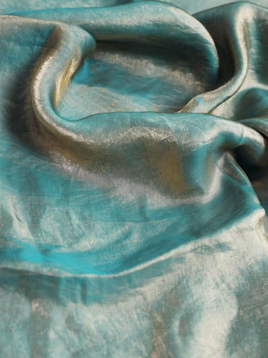 Plain Satin  Fendy Two Tone Saree