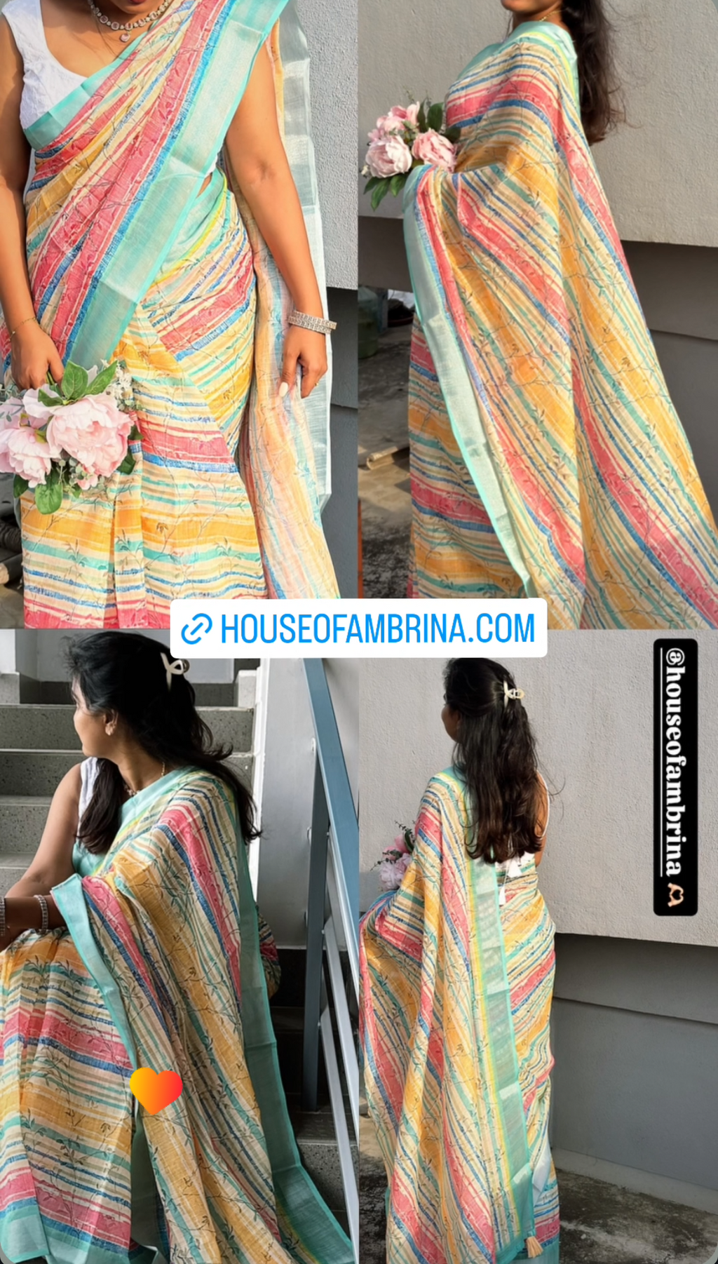 Earthy Abstract Digital Print Linen Cotton Saree