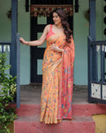 Peach Blossom Linen Cotton Saree