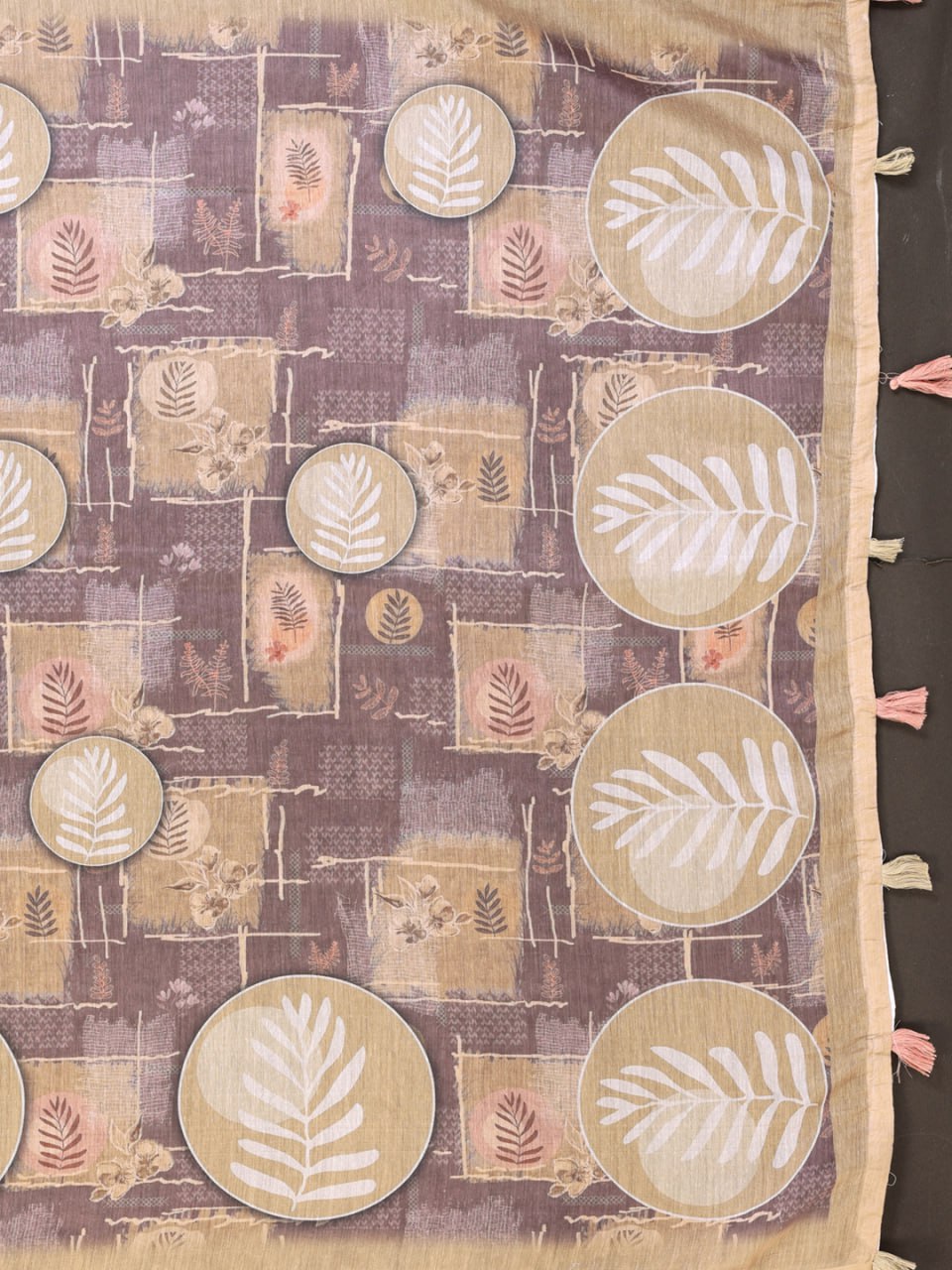 Elegant White Chanderi Saree with Digital Leaf Print