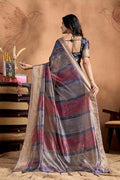 Peacock Motif Soft Silk Saree with Antique Zari Border